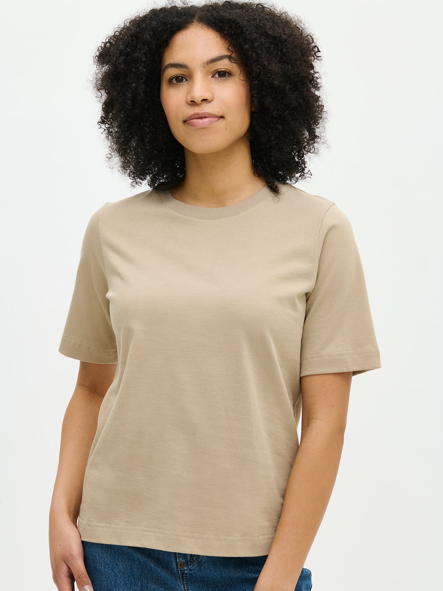 Nanso's high-quality beige NORMI T-Shirt for women, front