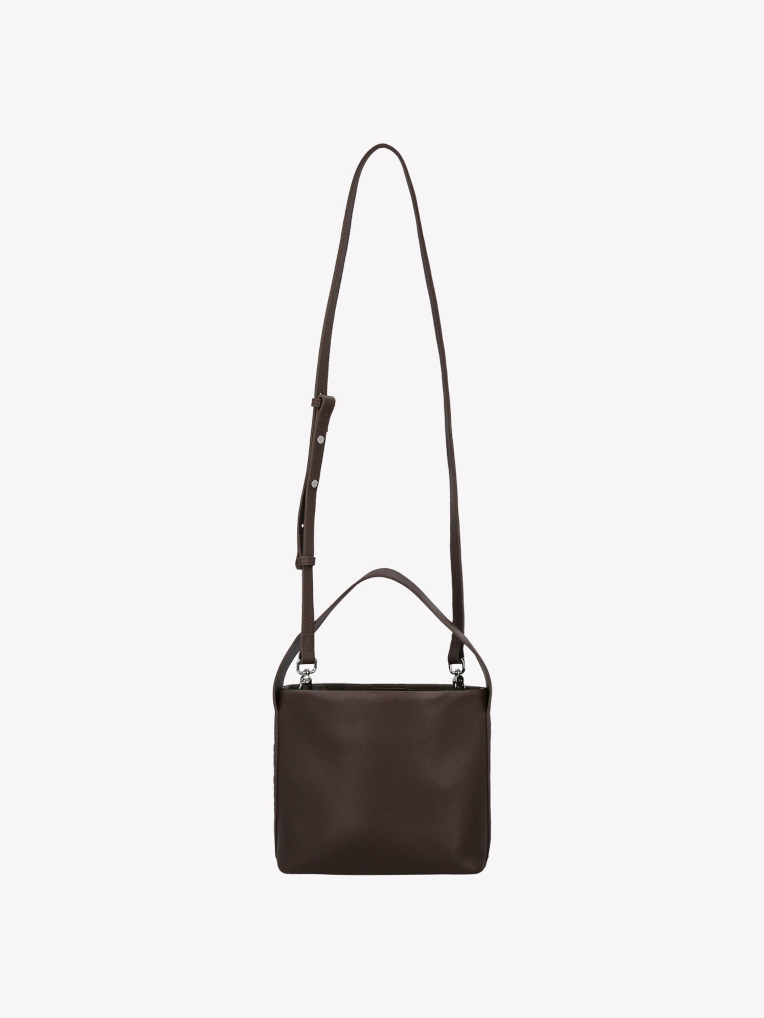 Nanso women’s versatile dark brown leather bag with a detachable shoulder strap