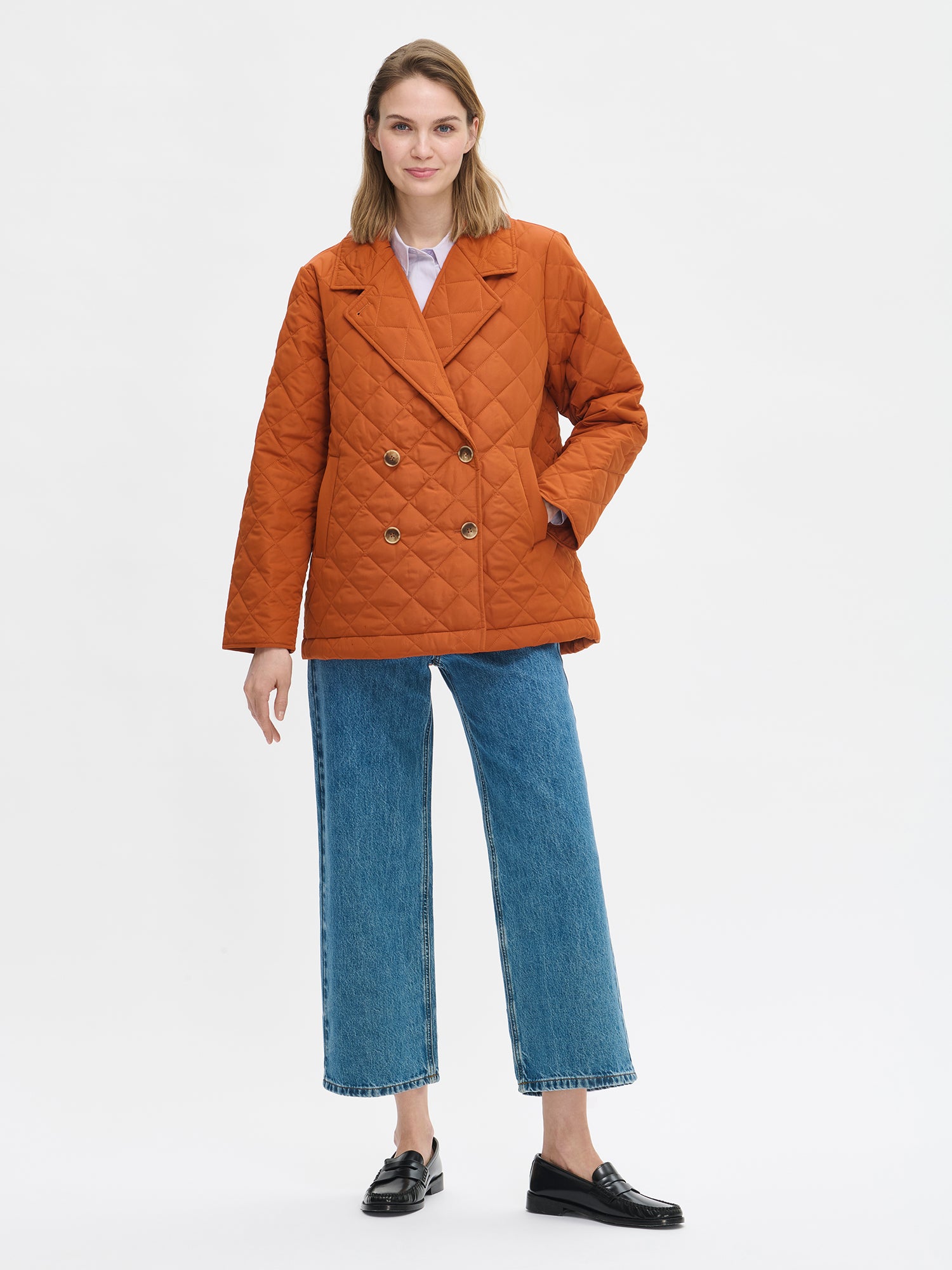 Nanso women's brown Kippari quilted jacket combines casual style with lightweight warmth, front