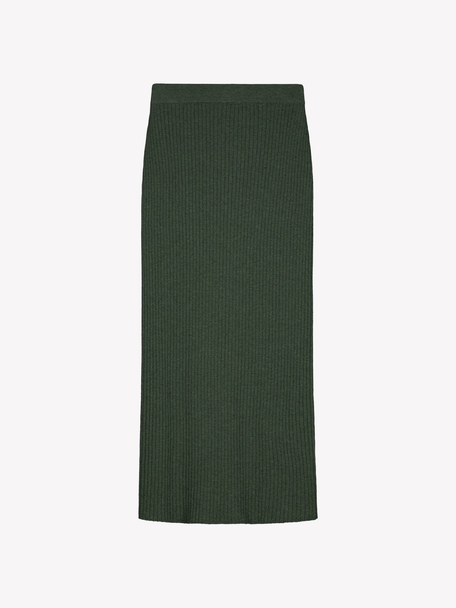 Nanso women´s Villis beautiful ribbed knit skirt in olive green, front