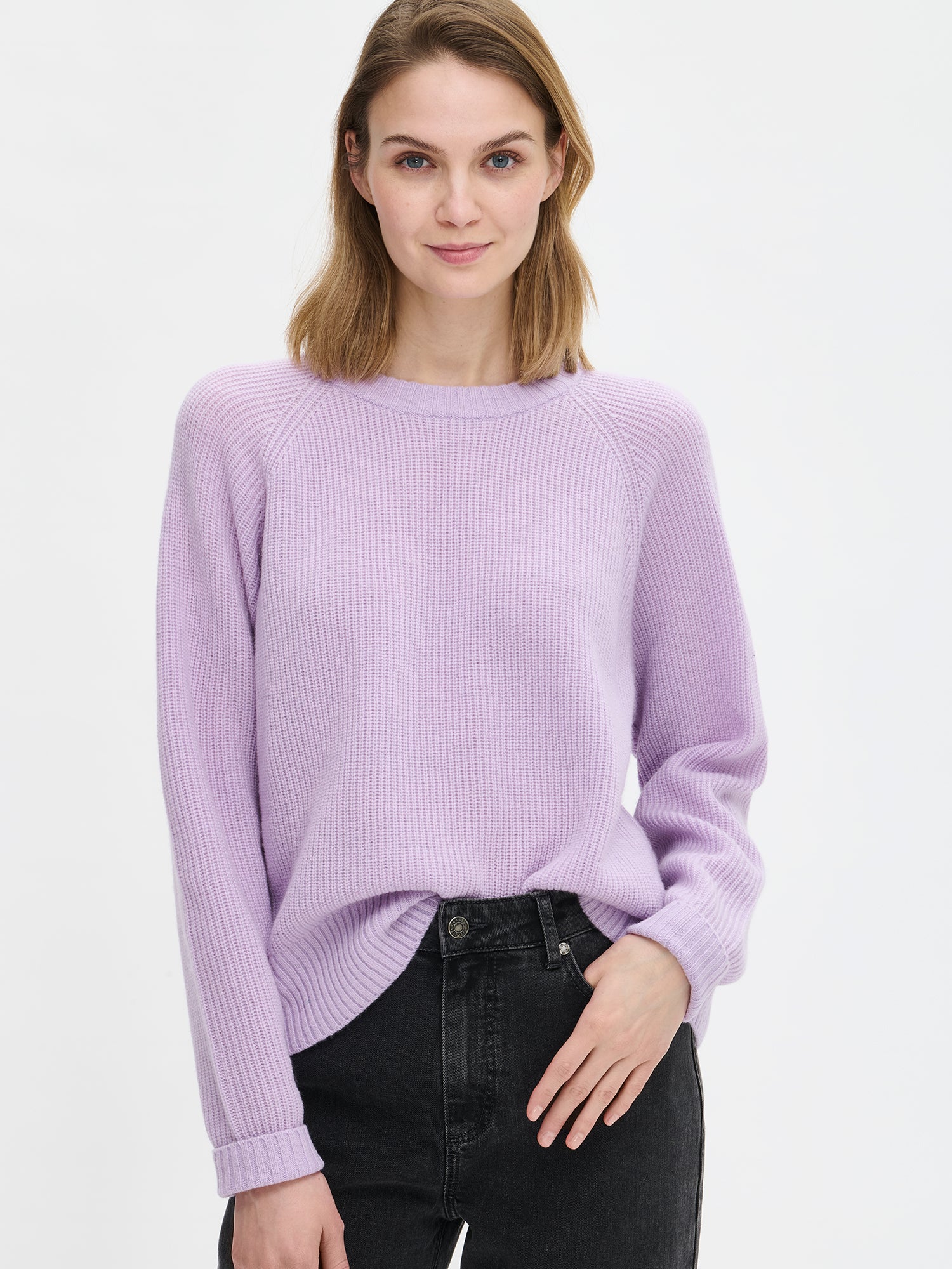 Nanso women's Pamela knit sweater in lilac from the front