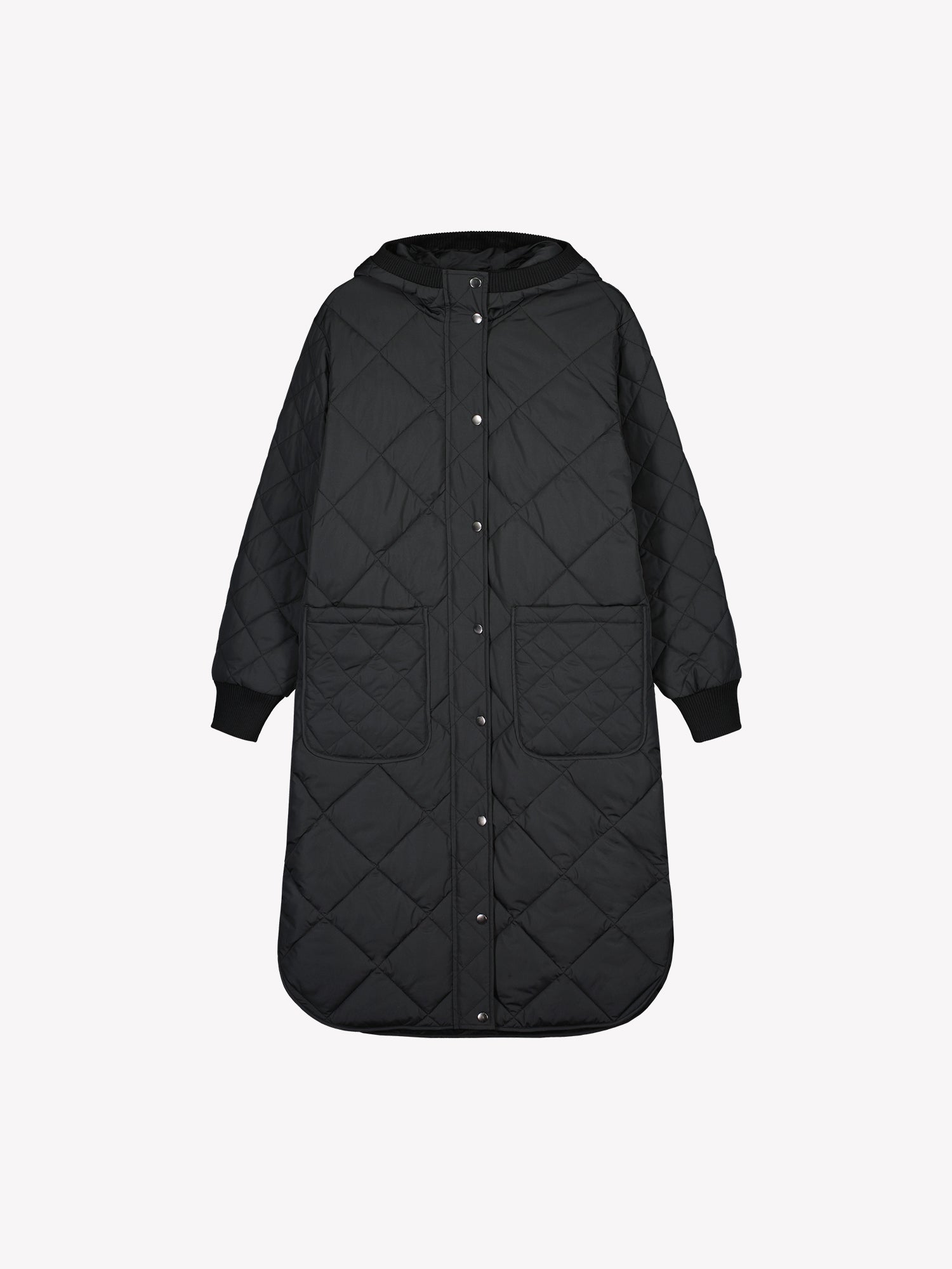 MAXI HOOD Quilted Coat - Black