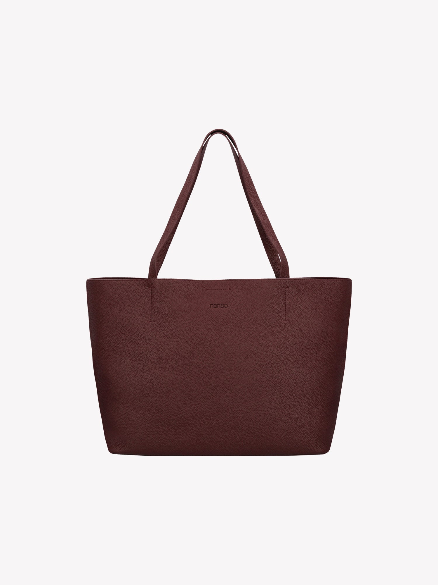 Nanso stylish tote-style Maxi Naru leather bag in classic  burgundy.