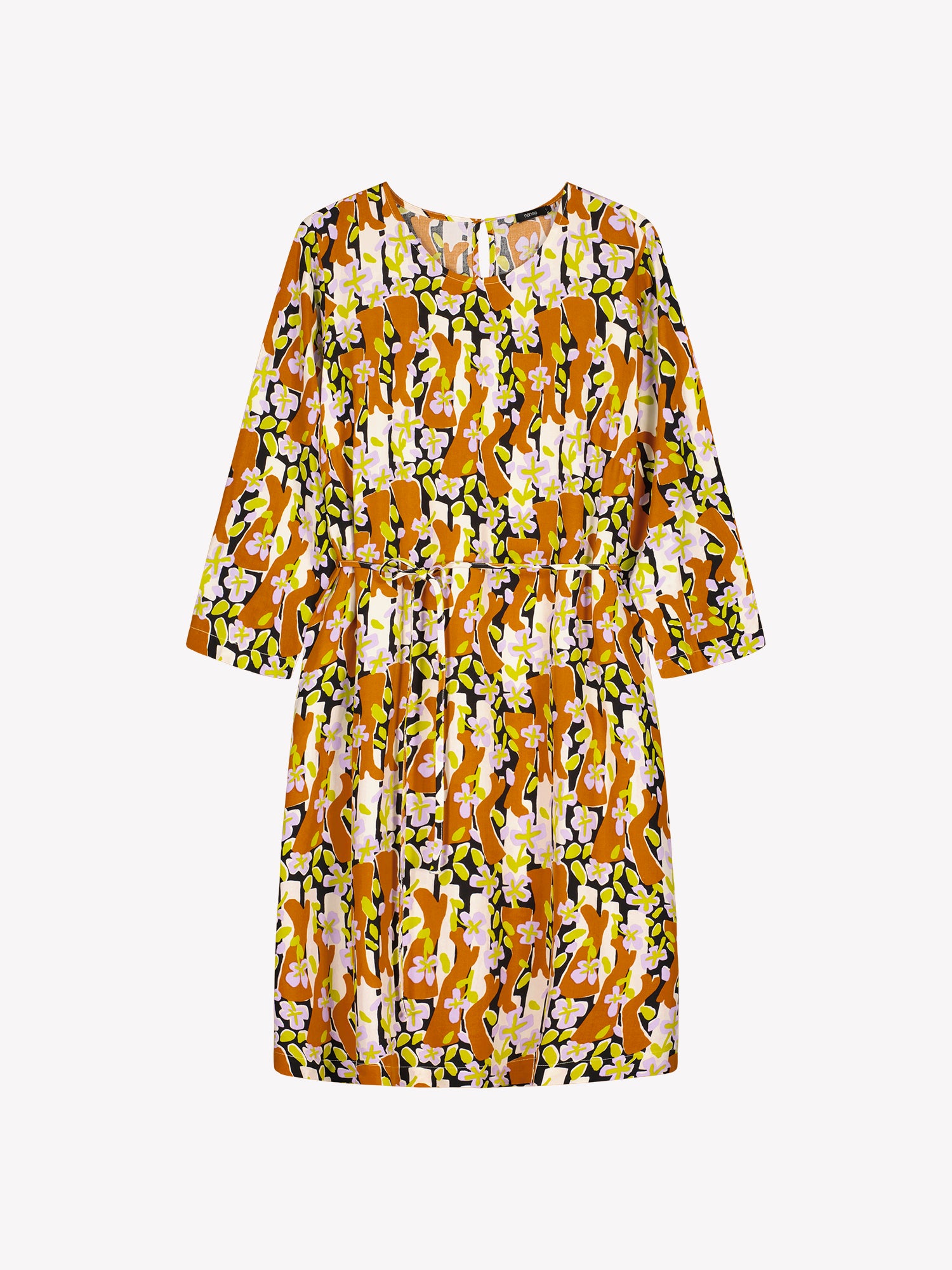 Nanso women's multicolored Bootsit dress features an A-line silhouette with a round neckline