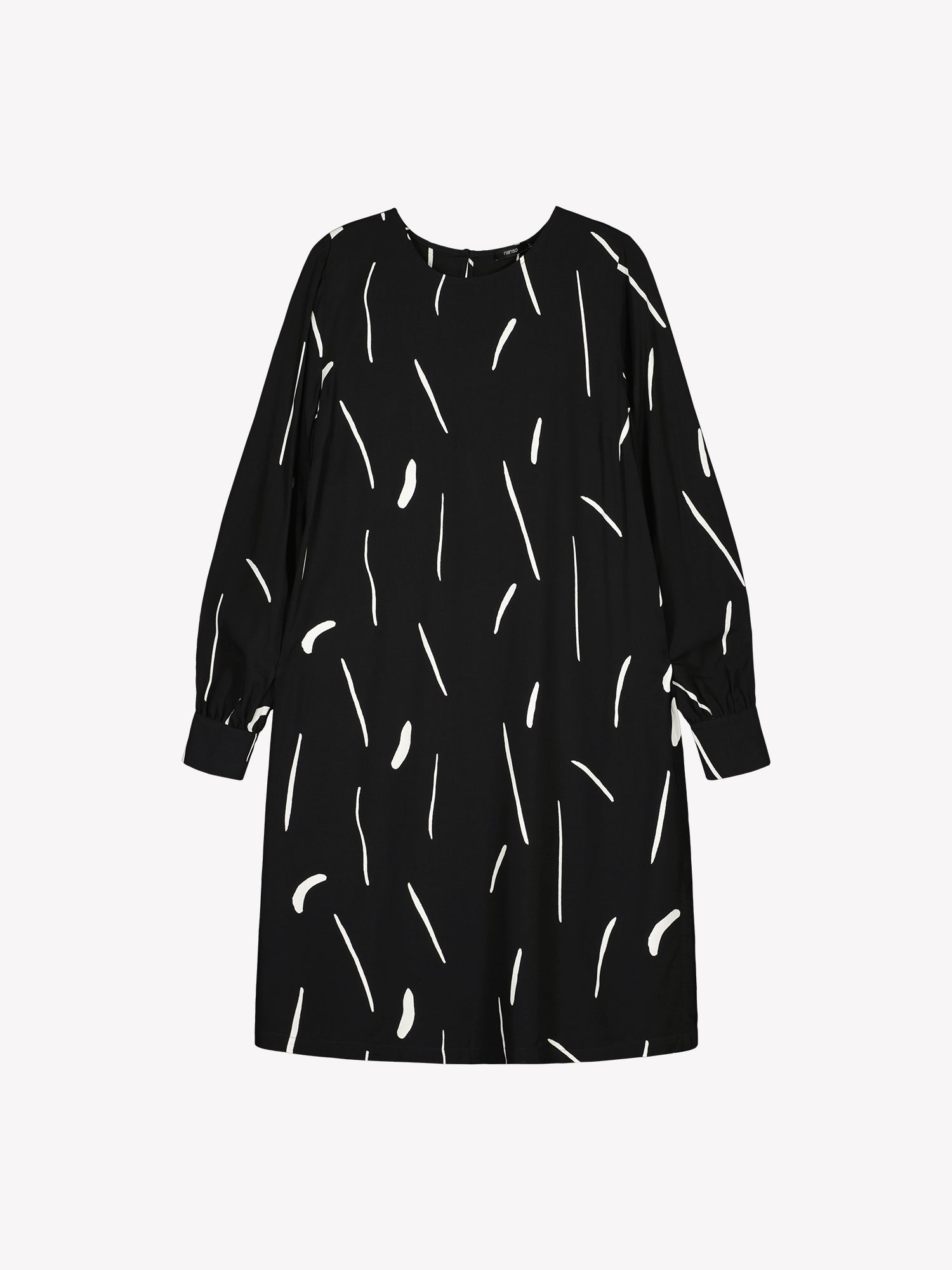 Nanso women's black and white patterned long-sleeved Sivellin mini dress