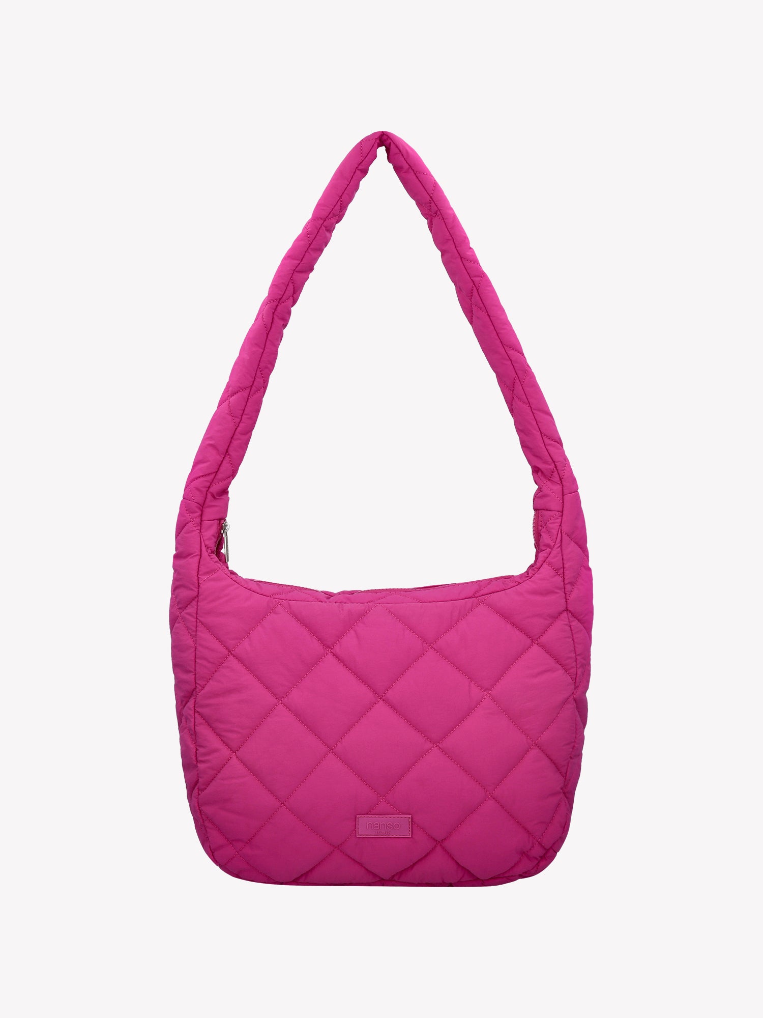 Nanso's dark brown Maxi Vanu bag features trendy quilted fabric in a spacious design with a thin padding, front