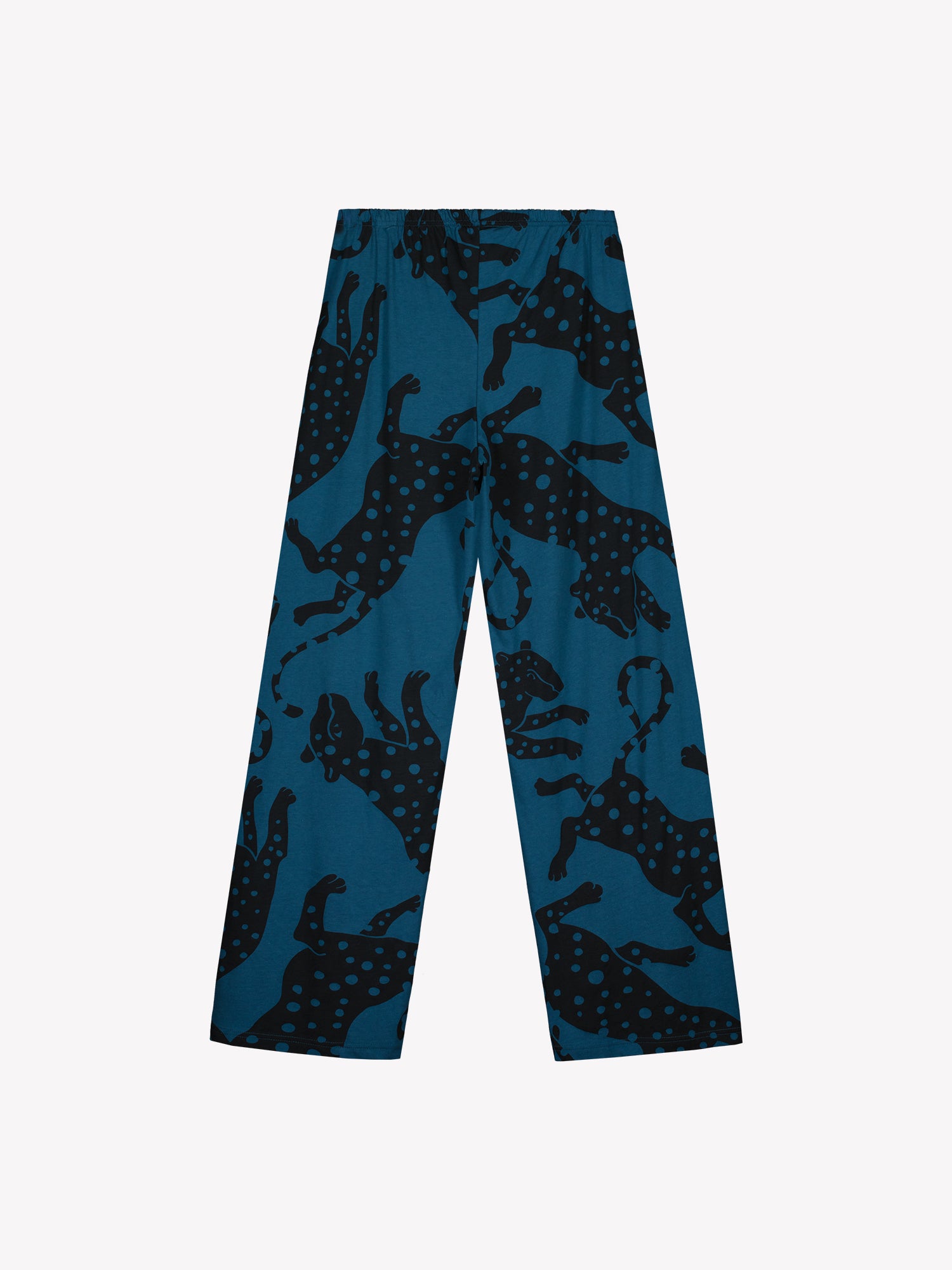 Nanso women’s Leonora pajama trousers shown as product image from the back. Visible back seam and straight hem in all-over print.
