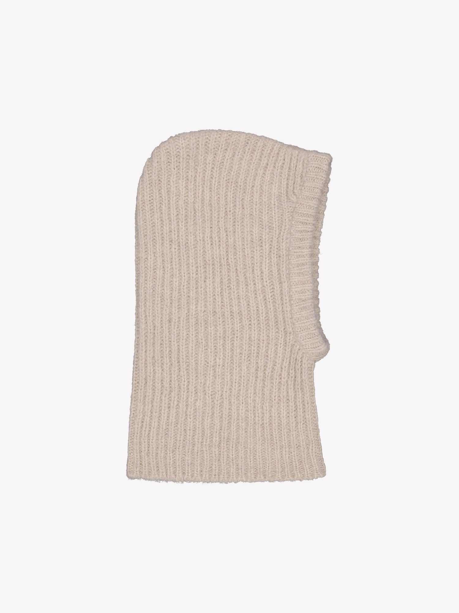 Nanso women's cozy beige Usva knit balaclava warmly covers both head and neck.