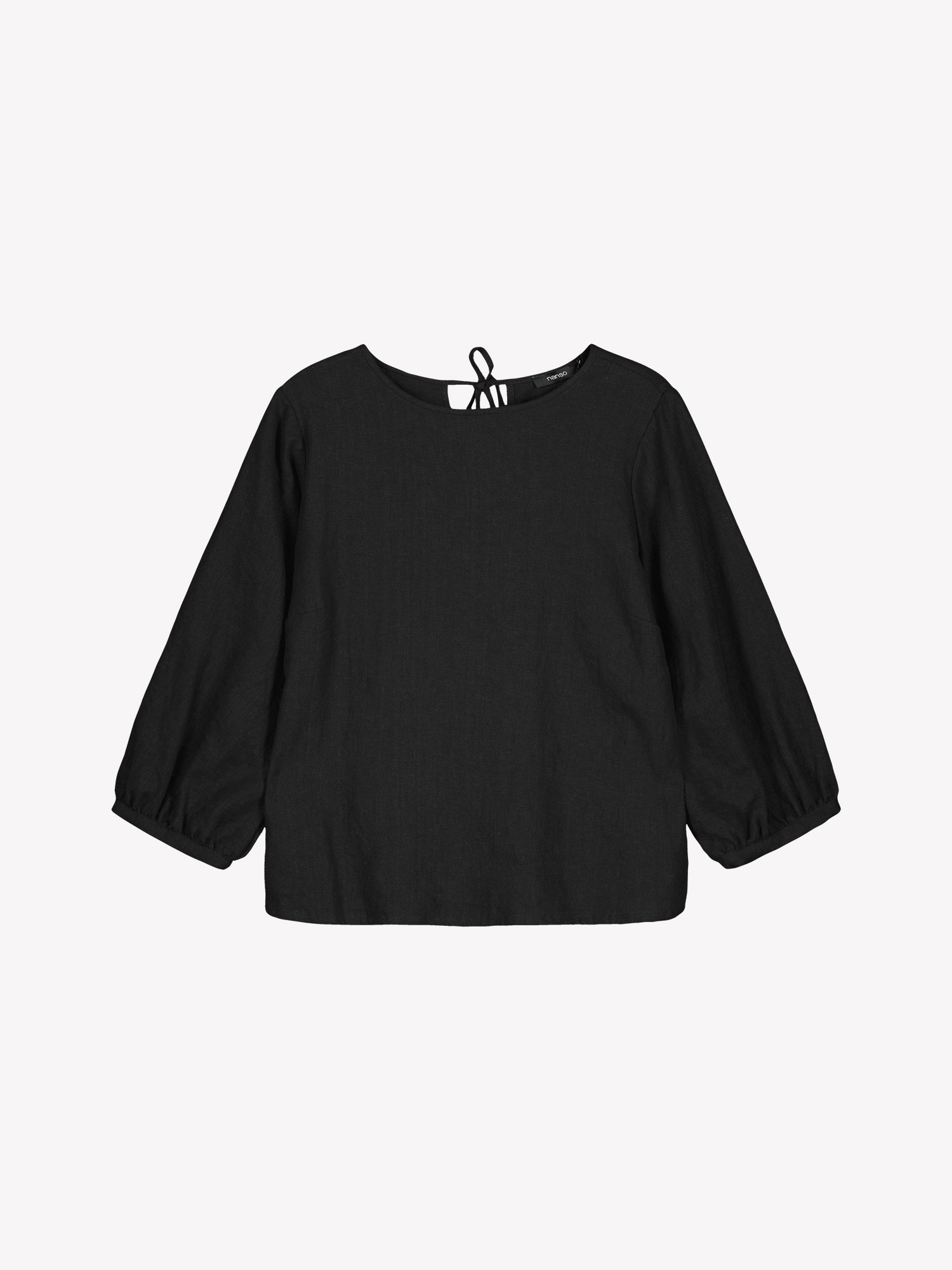 Women's Saralia linen Blouse in black is a timeless addition to any wardrobe, easily paired with different outfits for various occasions. 
