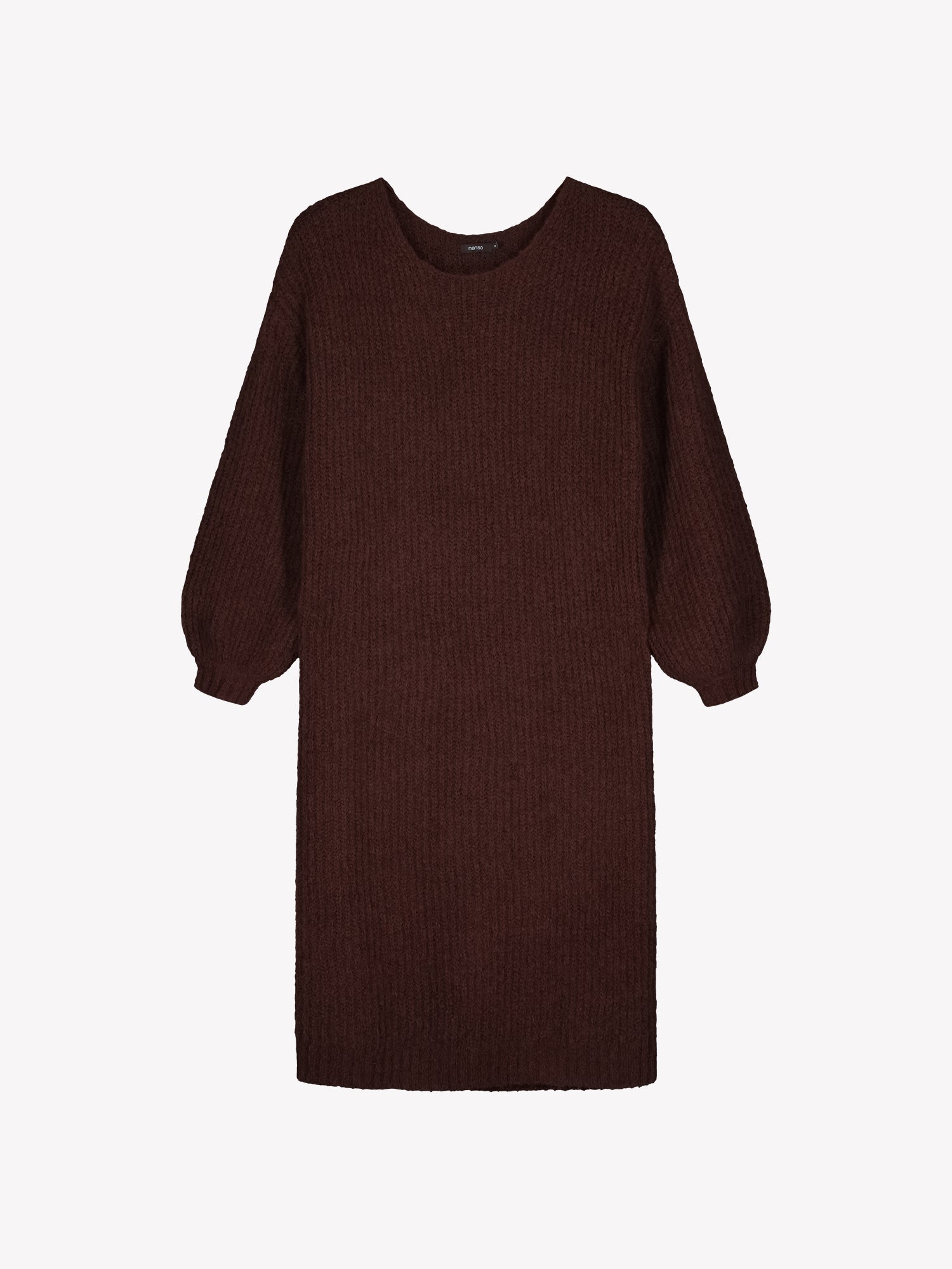 Nanso's luxurious dark brown Karamelli knit dress 