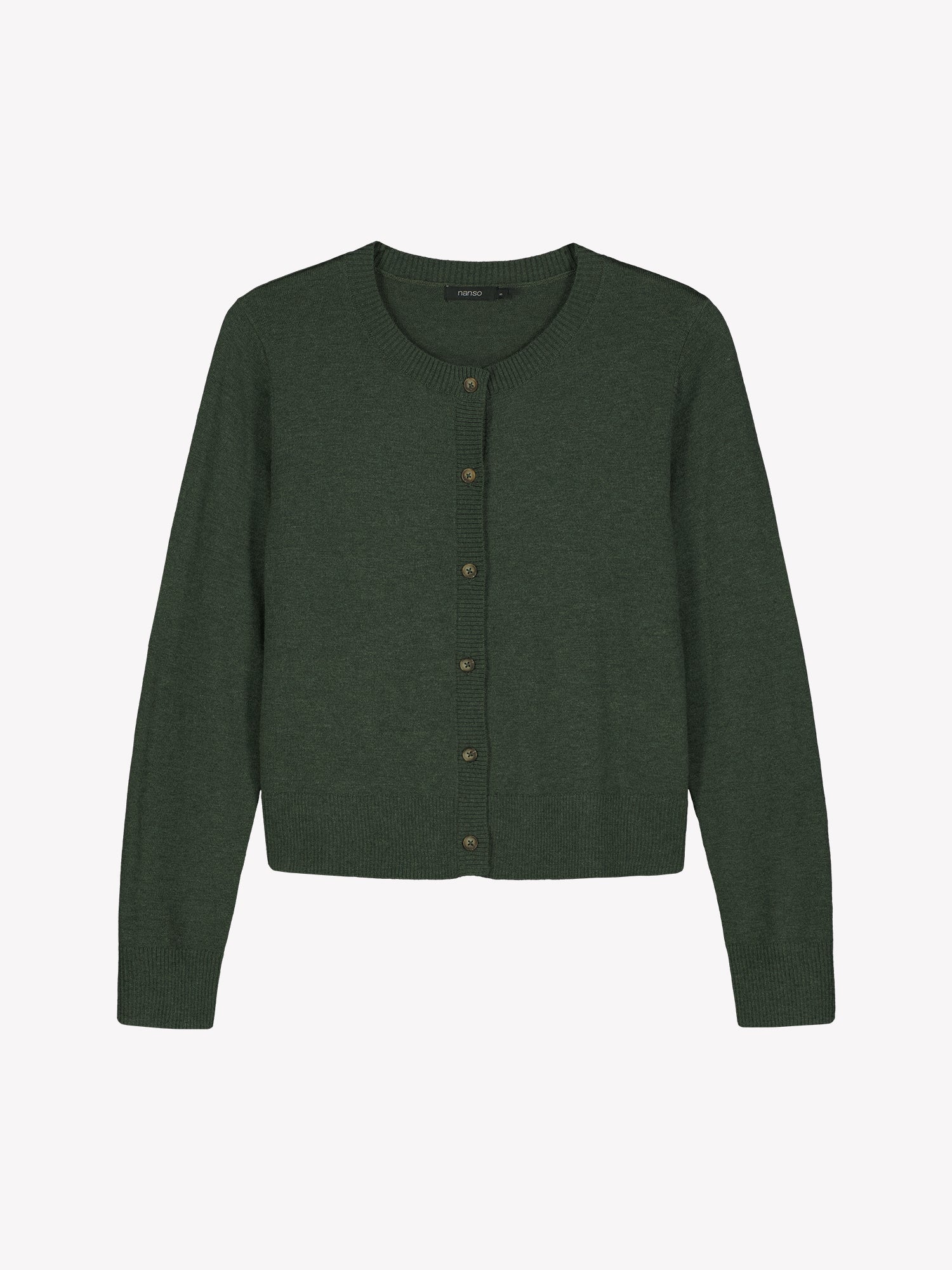 Nanso women's dark olive green Villis long-sleeved knit cardigan