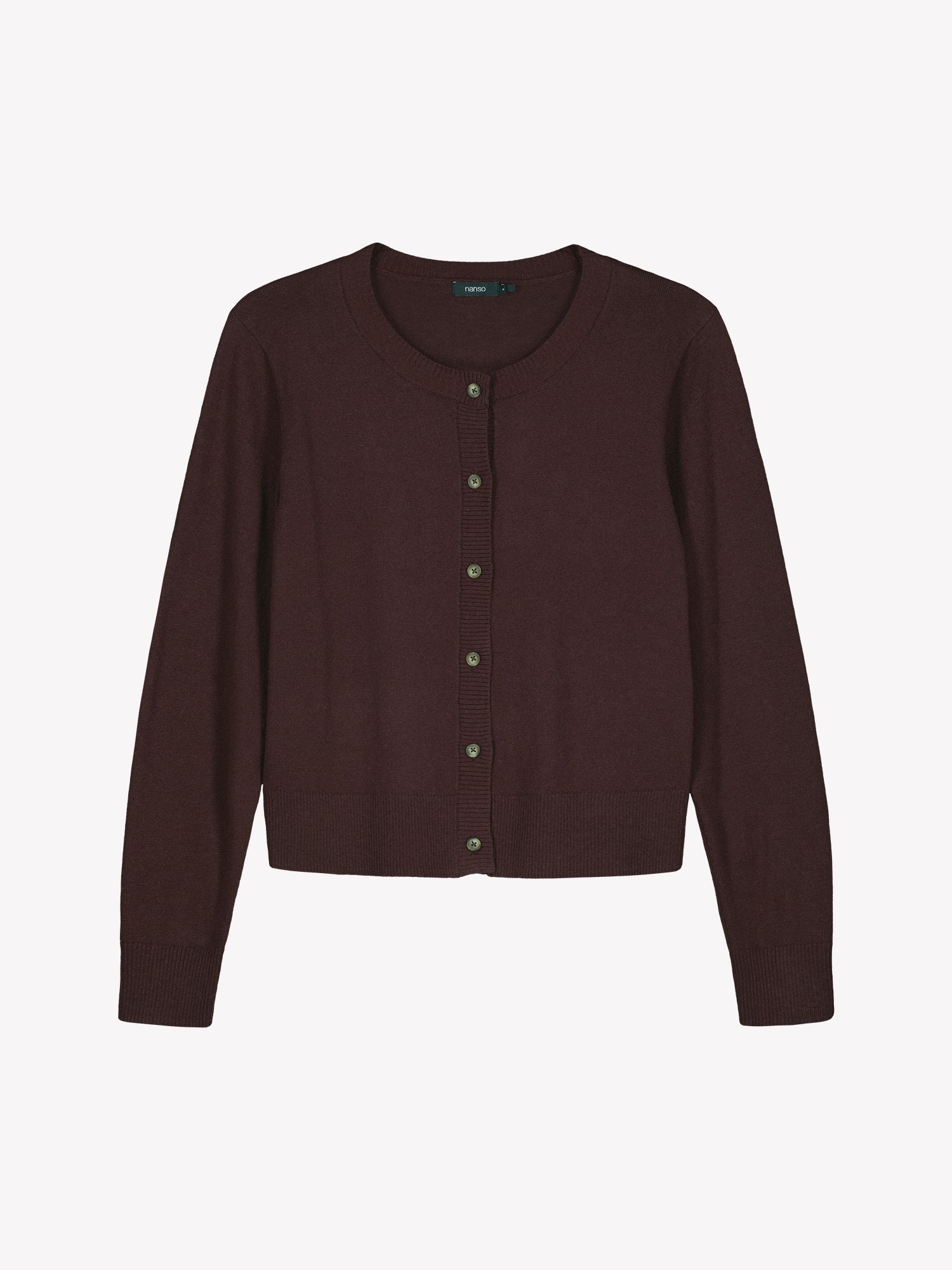 Nanso women's dark red Villis long-sleeved knit cardigan