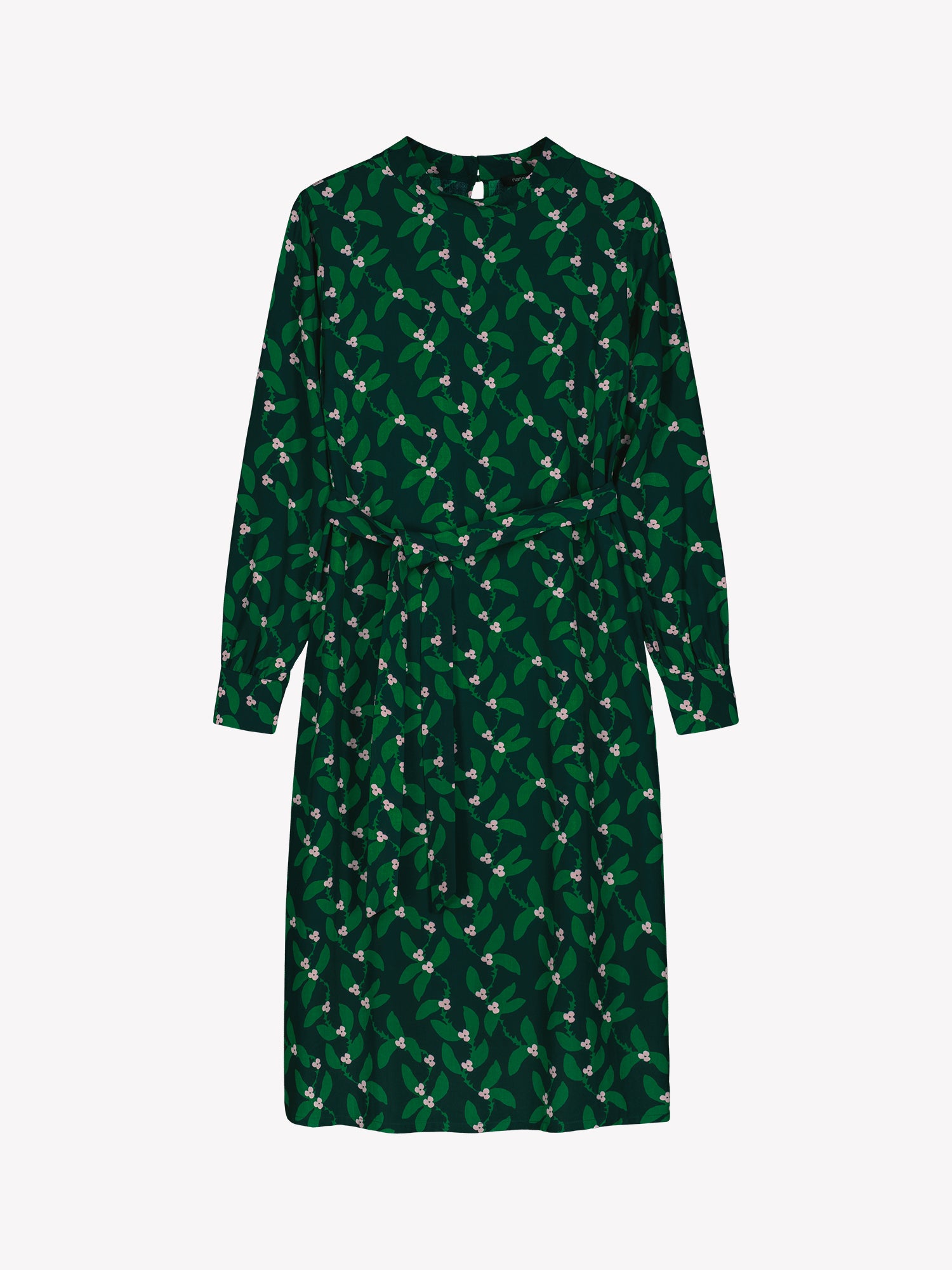 Nanso women’s Vieno dress in green floral viscose