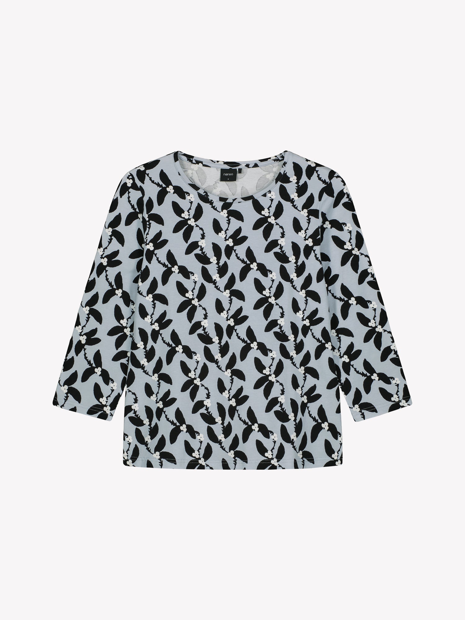 Nanso women’s Vieno blouse in grey floral cotton jersey