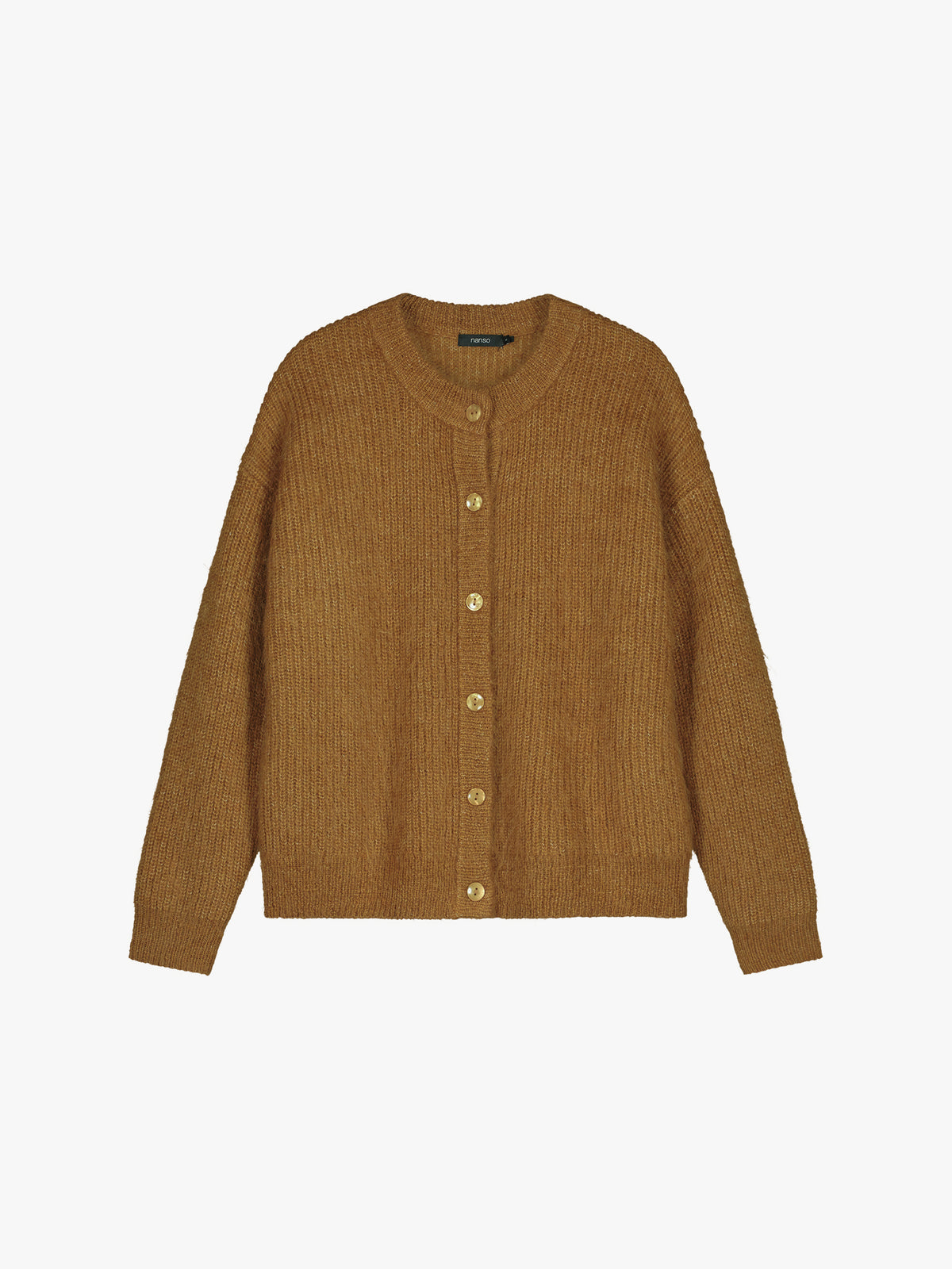 Nanso women's wonderfully warm and luxurious Sumi cardigan enchants with its rich brown hue and beautifully fluffy texture. Product picture