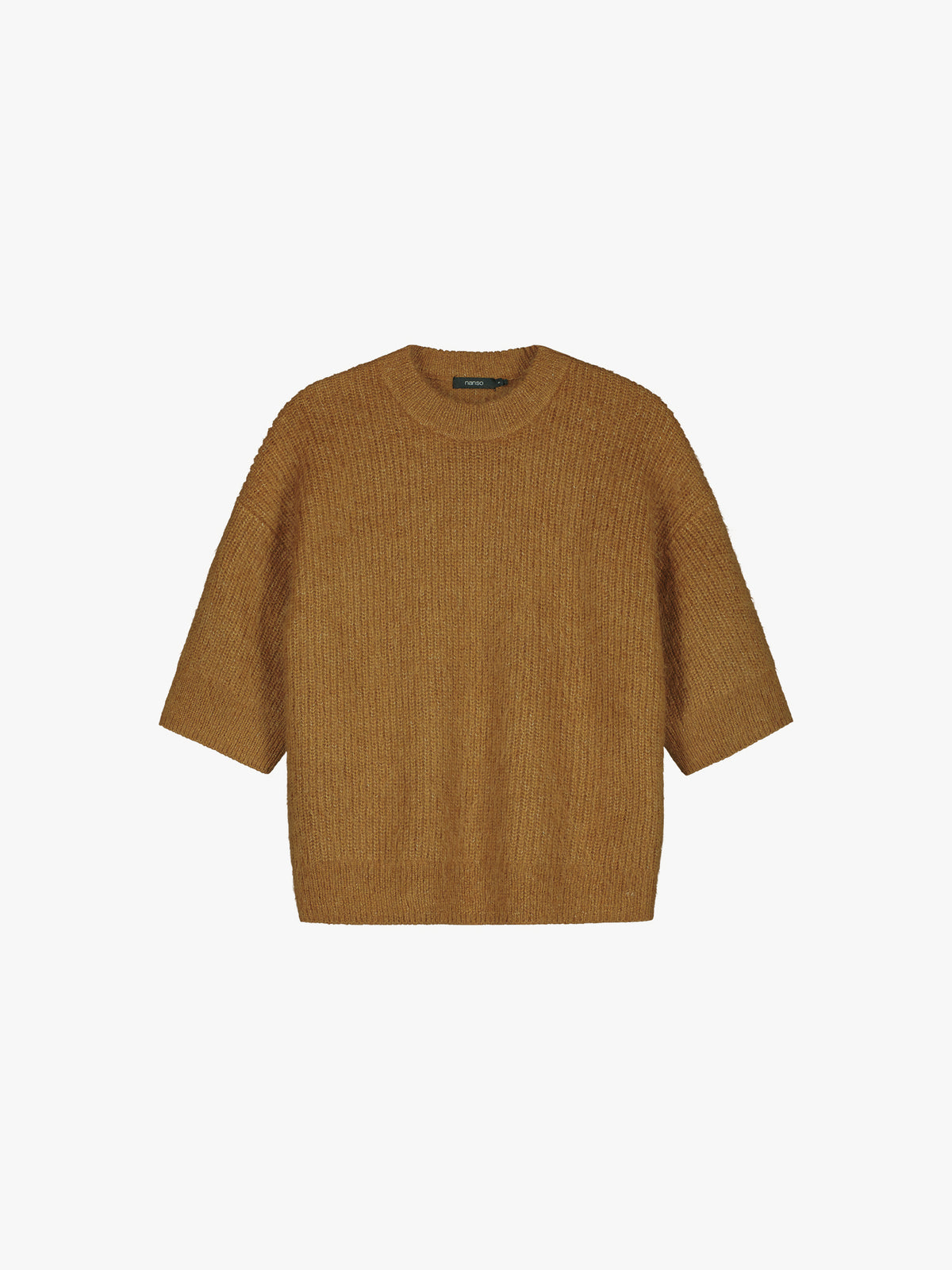 Nanso women's wonderfully warm and luxurious Sumi knitted sweater in rich brown and beautifully fluffy texture, product picture