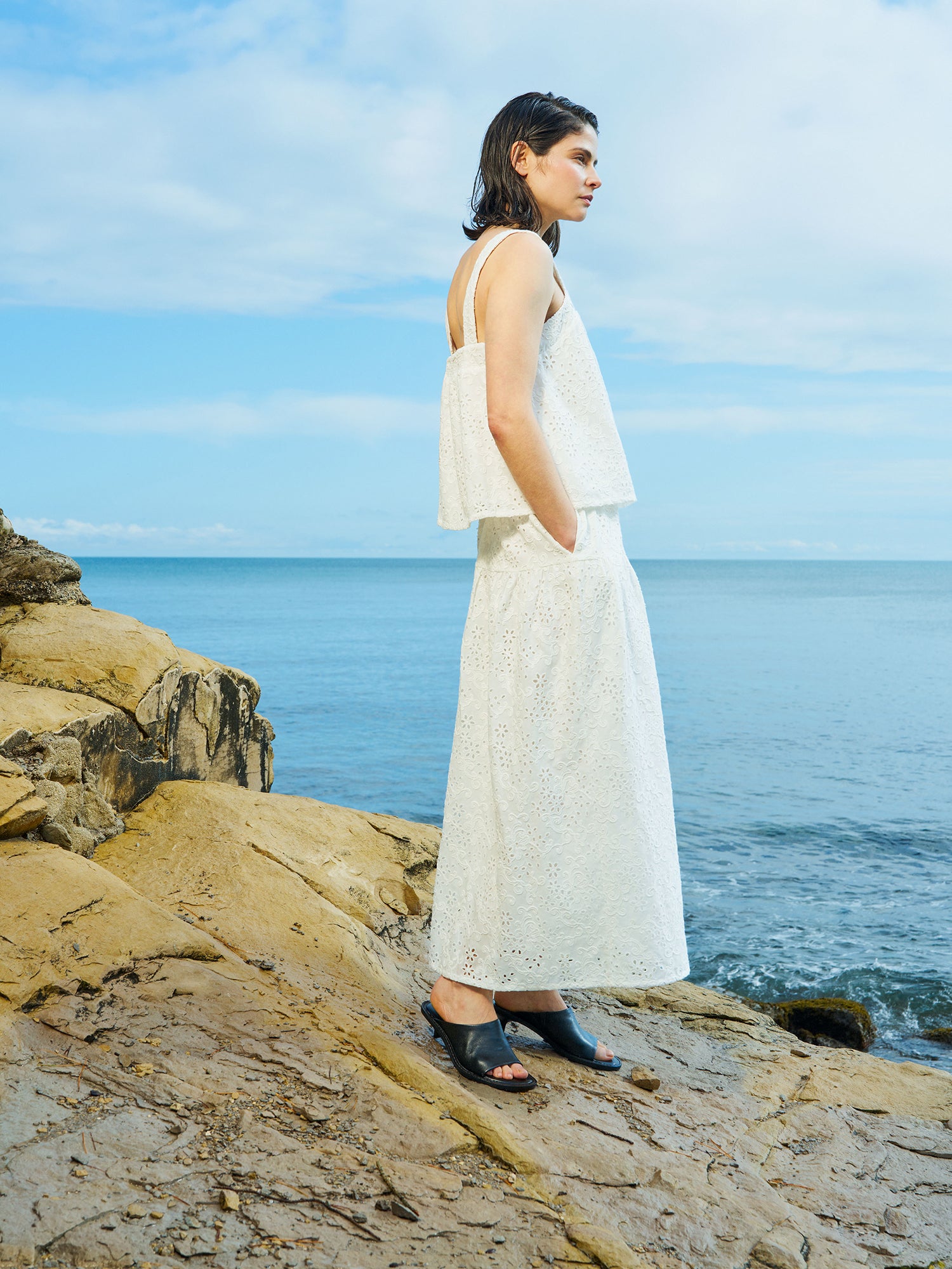 ODETTE Embroidered Maxi Skirt - White | Nanso